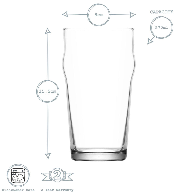 570ml Noniq Pint Beer Glasses - By Lav