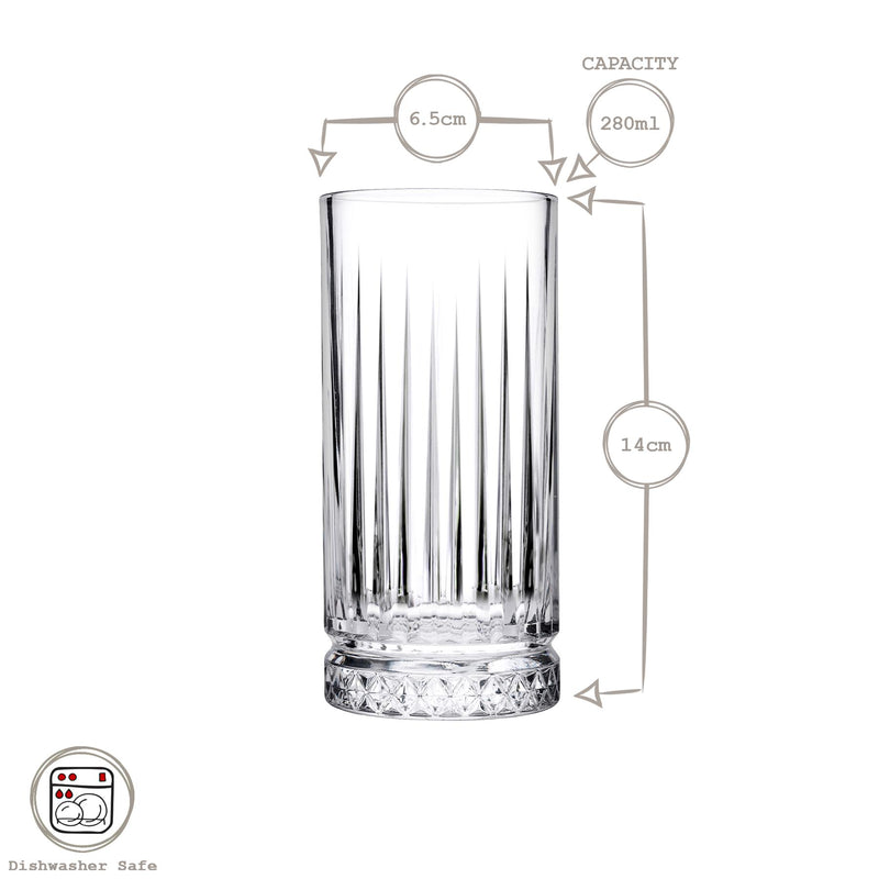 280ml Elysia Highball Glasses - By Pasabahce