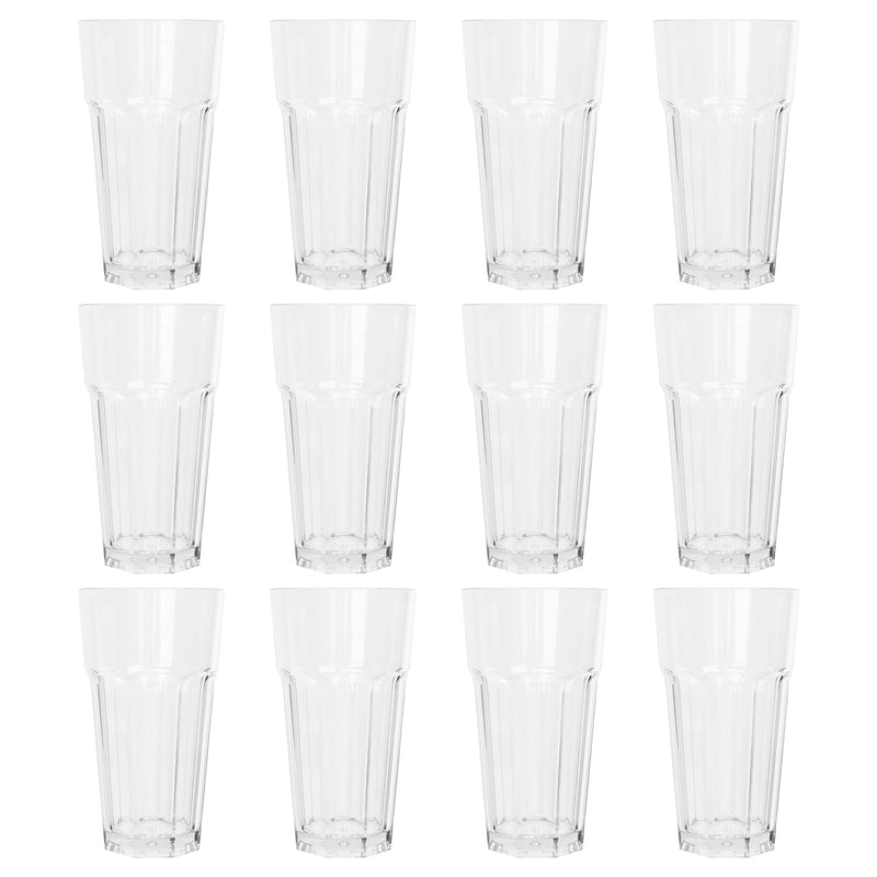 580ml Reusable Plastic Highball Glasses - Pack of 12 - By Argon Tableware