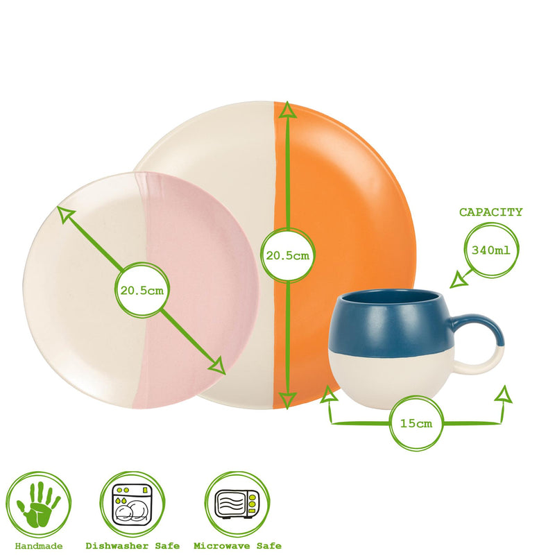 20pc Colour Block Deluxe Stoneware Dinner Set - By Nicola Spring