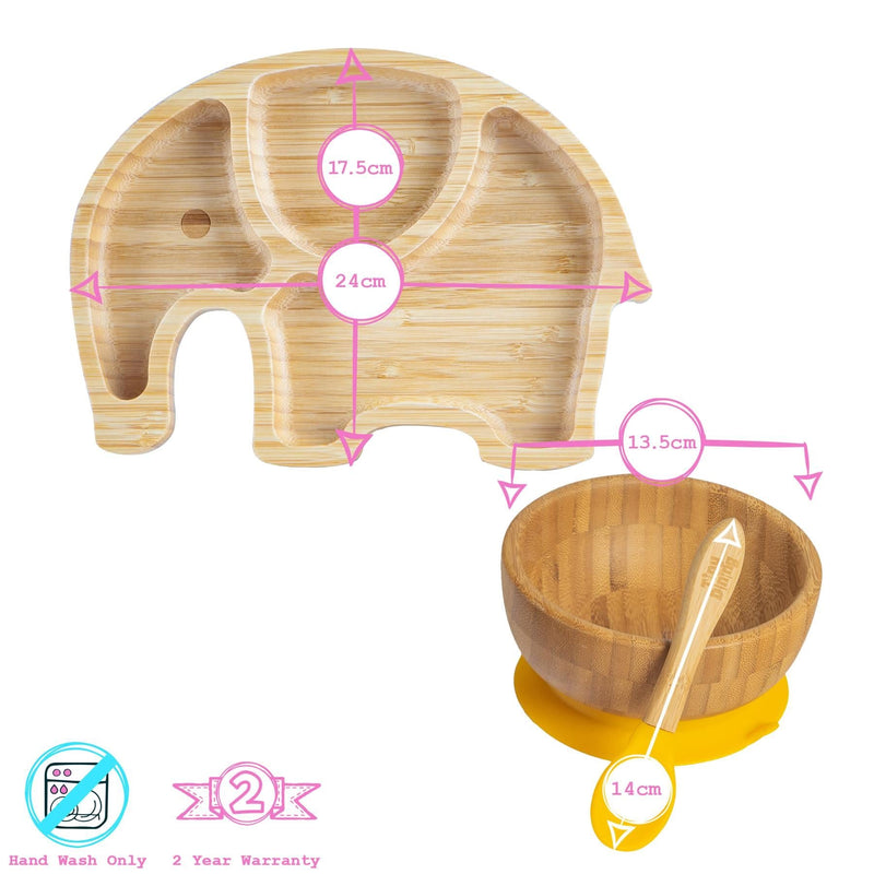 4pc Eden the Elephant Bamboo Suction  toddler, baby and Children's Feeding Set