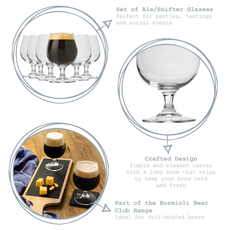 530ml Snifter Beer Glasses - By Bormioli Rocco