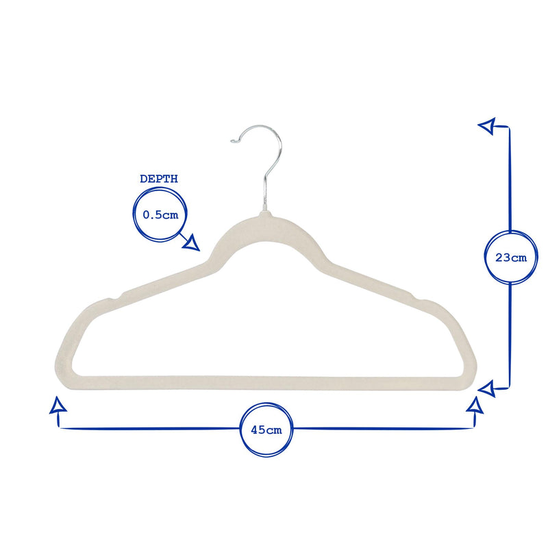 Non-Slip Velvet Hangers - 45cm - Pack of 25 - By Harbour Housewares