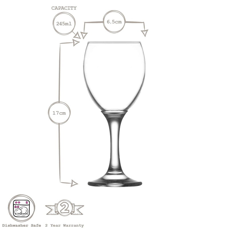 245ml Empire White Wine Glasses - By Lav