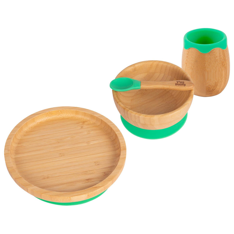 4pc Round Bamboo Suction toddler and Baby Feeding Set