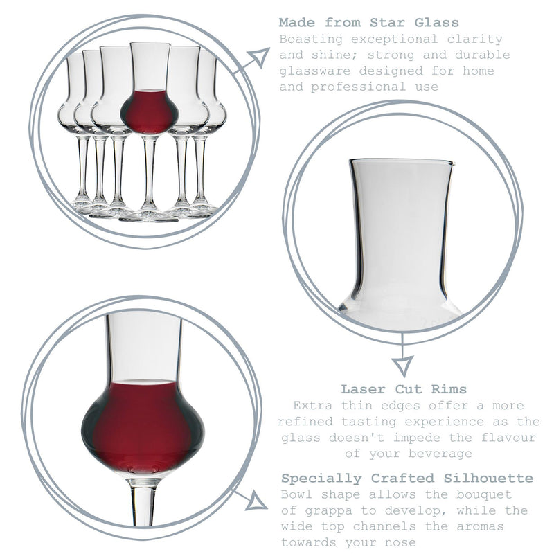 80ml Restaurant Grappa Glasses - By Bormioli Rocco