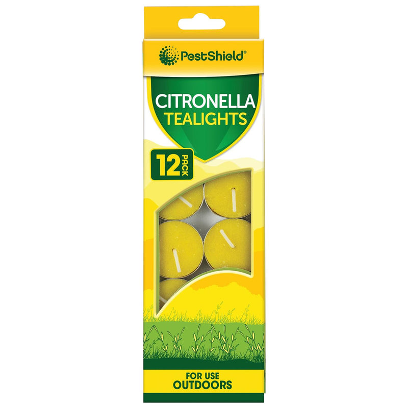 Outdoor Citronella Tealights - Yellow - Pack of 12 - By PestShield