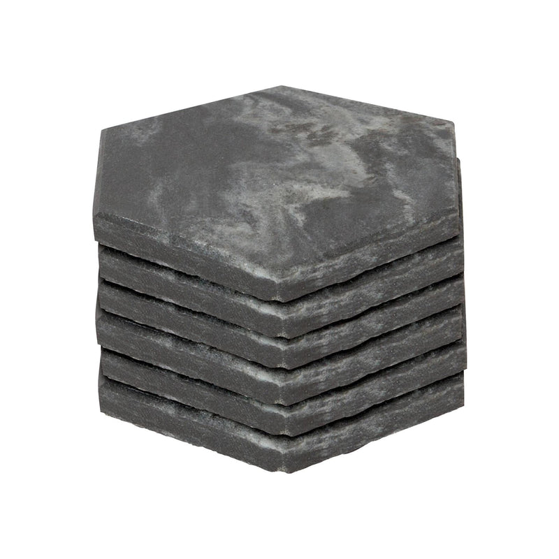 Hexagonal Marble Coasters - 10cm - Pack of Six - By Argon Tableware