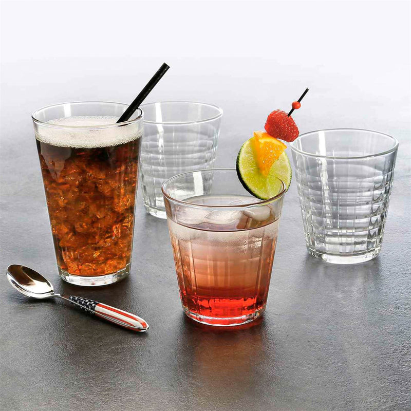 275ml Clear Prisme Tumbler Glasses - Pack of 12 - By Duralex