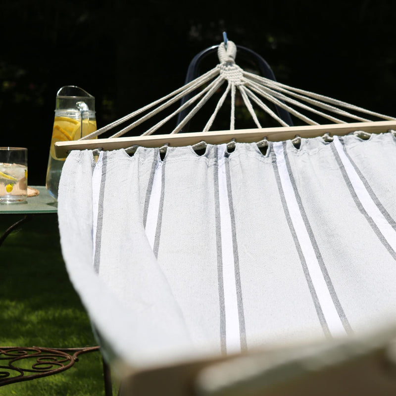 Deluxe Cotton Garden Hammock with Metal Stand - By Harbour Housewares