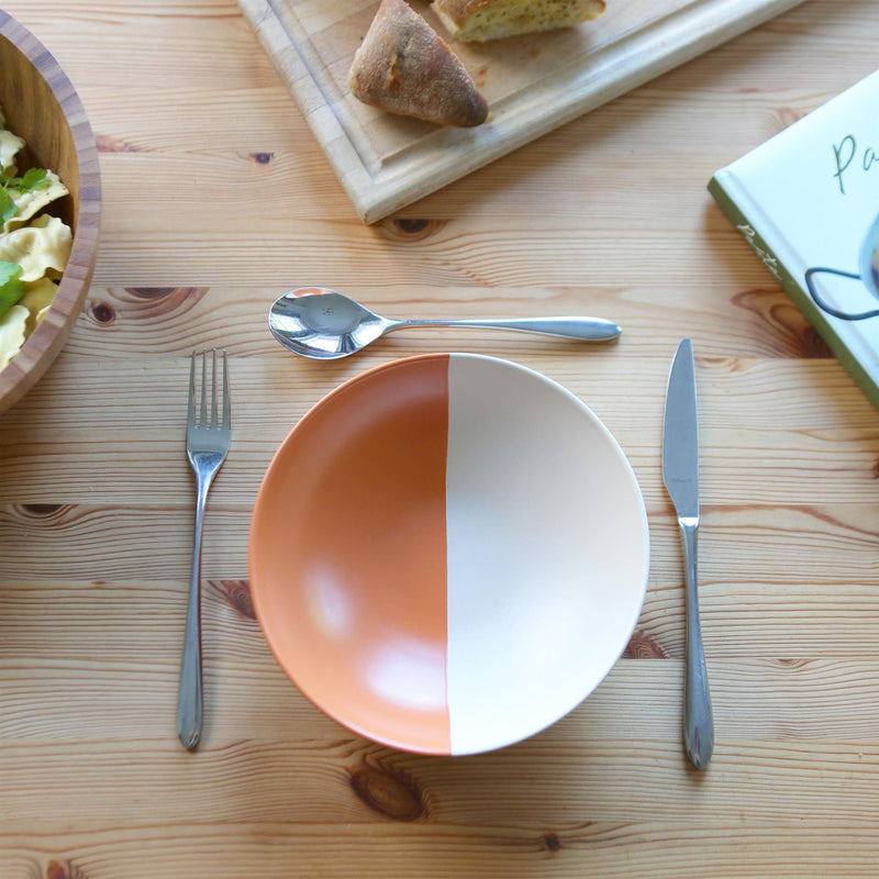 Colour Block Stoneware Pasta Bowls - 20.5cm - Pack of 4 - By Nicola Spring