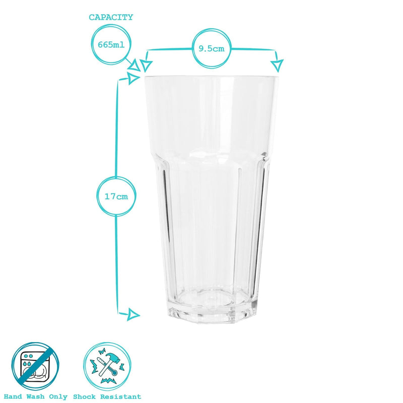 665ml Reusable Plastic Highball Glasses - By Argon Tableware