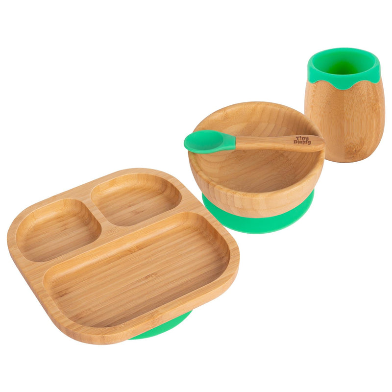 4pc Divided Bamboo Suction  toddler, baby and Children's Feeding Set