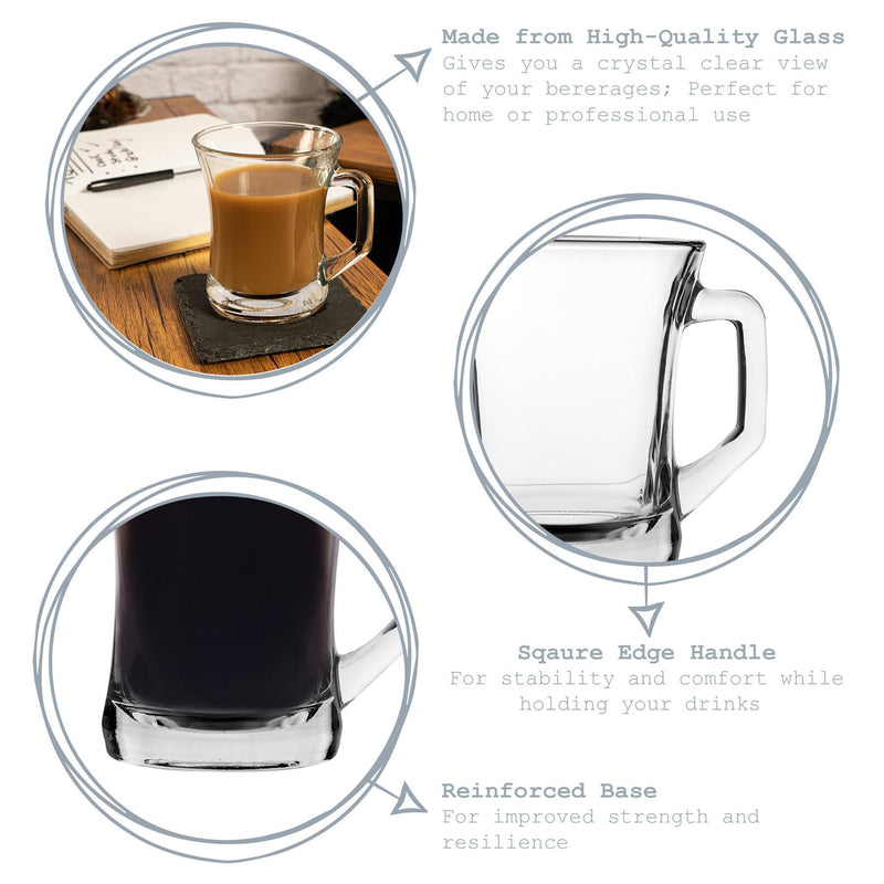 225ml Clear Zen+ Coffee Glasses - Pack of 12 - By LAV