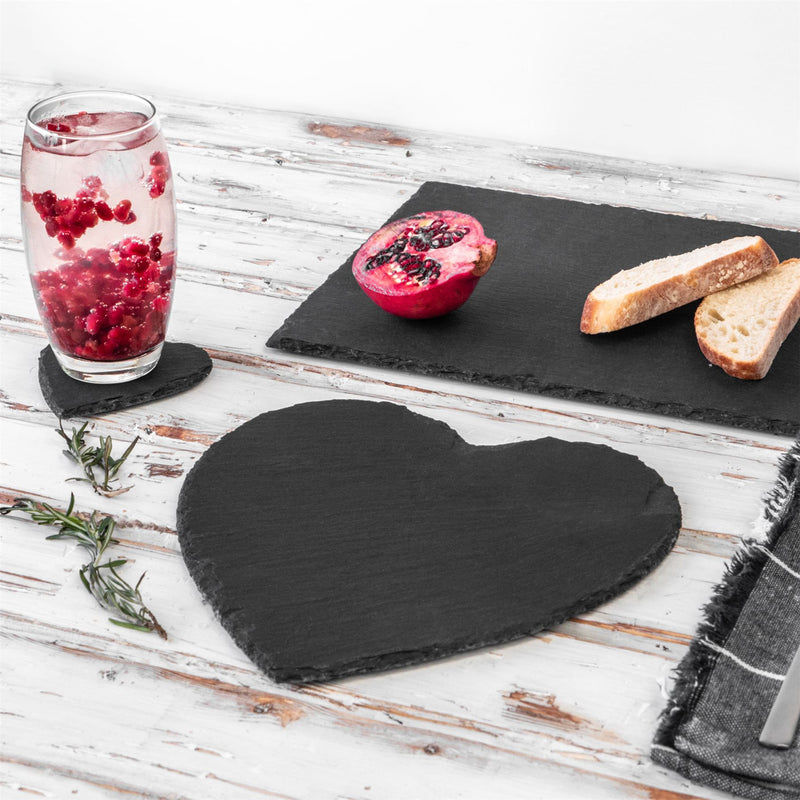 Heart Slate Coasters - 10cm - Pack of 12 - By Argon Tableware