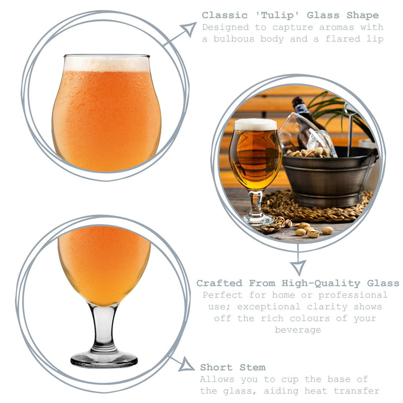 570ml Angelina Tulip Beer Glasses - Pack of 12 - By LAV