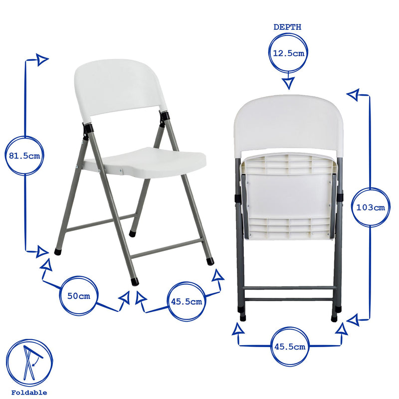 Folding Table & Chair Set - 120cm (4ft) - White - By Harbour Housewares