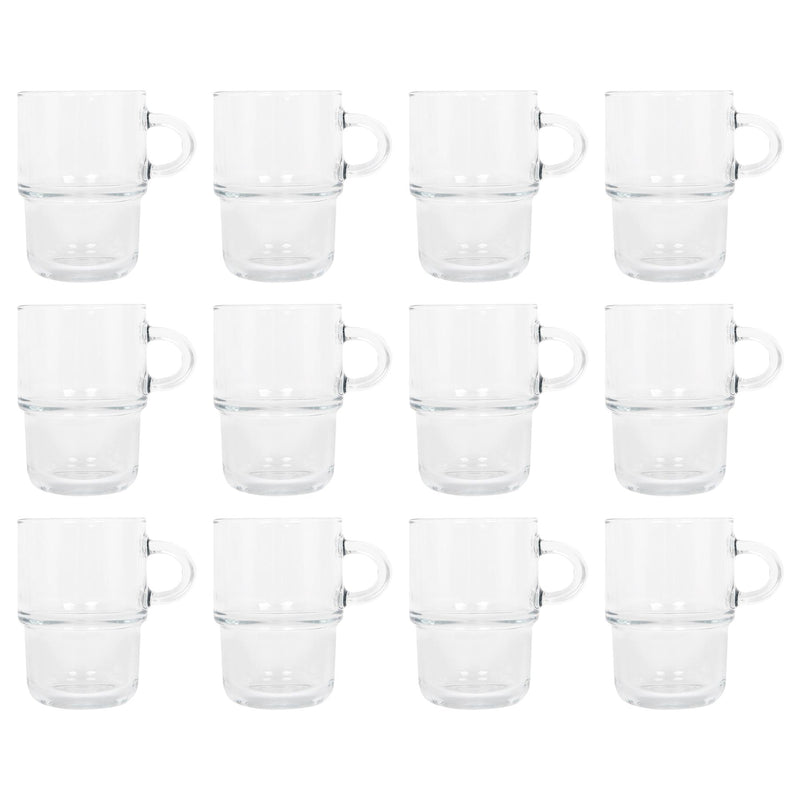 350ml Cozy Stacking Glass Coffee Cups - Pack of 12 - By LAV