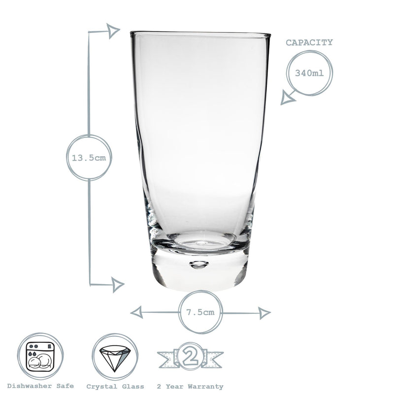 340ml Luna Highball Glasses - Pack of 12 - By Bormioli Rocco