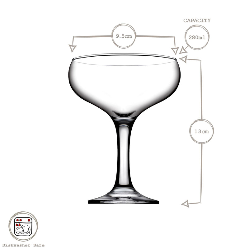 280ml Bistro Glass Champagne Saucers - By Pasabahce