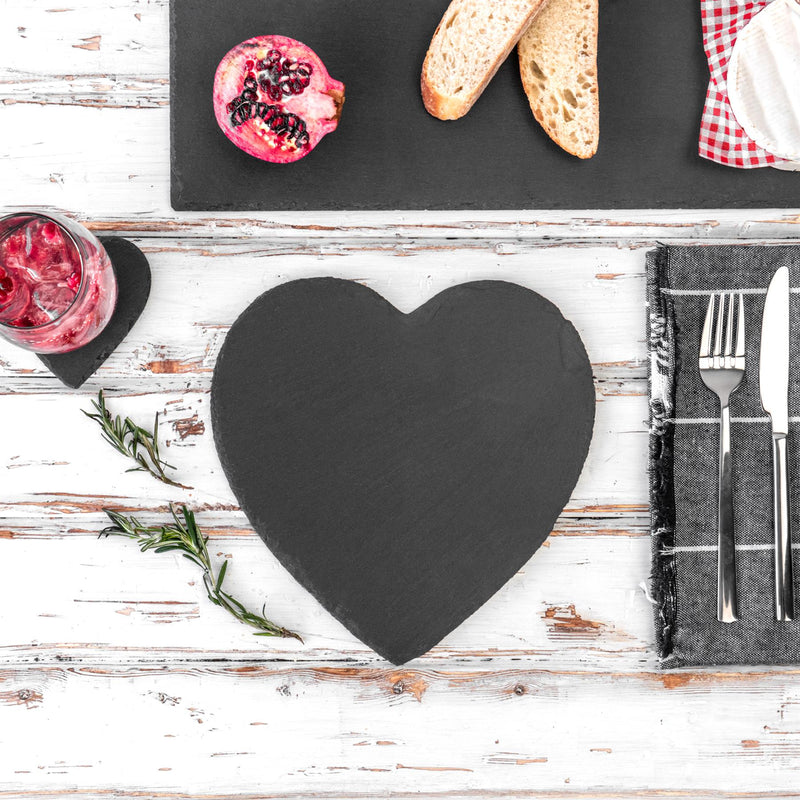 Heart Slate Placemats - 25cm - Pack of 12 - By Argon Tableware