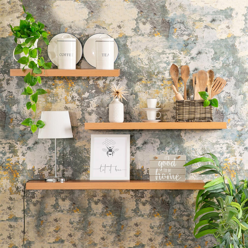 100cm Modern Floating Wall Shelves - Pack of Three - By Harbour Housewares