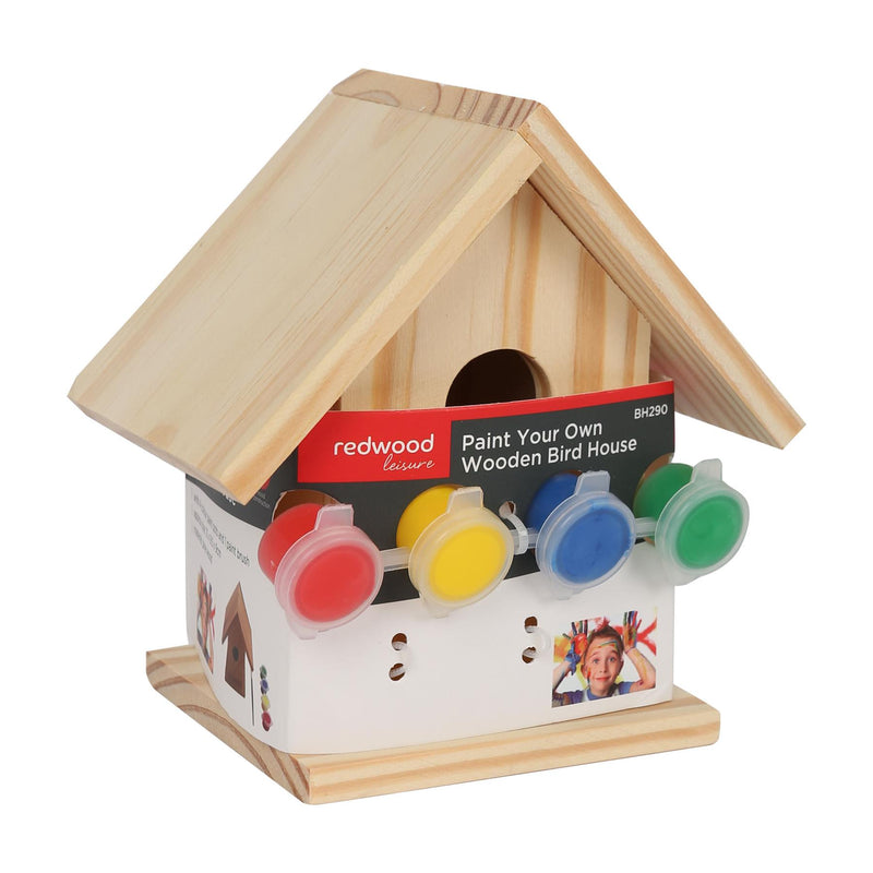 6pc Paint Your Own Wooden Bird House Kit - By Redwood