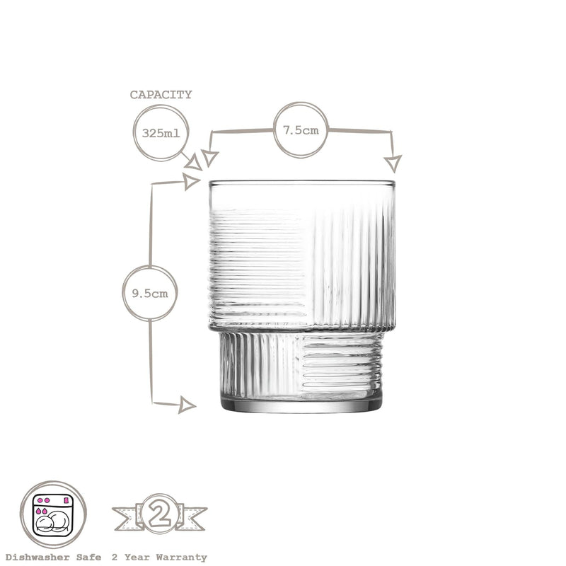 325ml Helen Stacking Whisky Glasses - Pack of 12 - By LAV