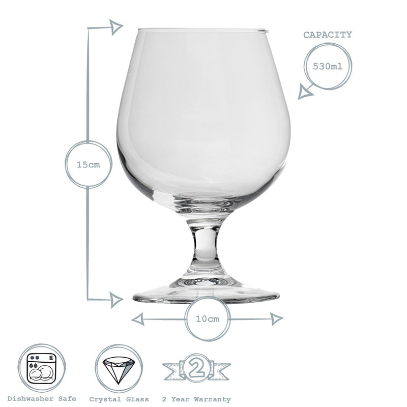 530ml Snifter Beer Glasses - Pack of 12 - By Bormioli Rocco