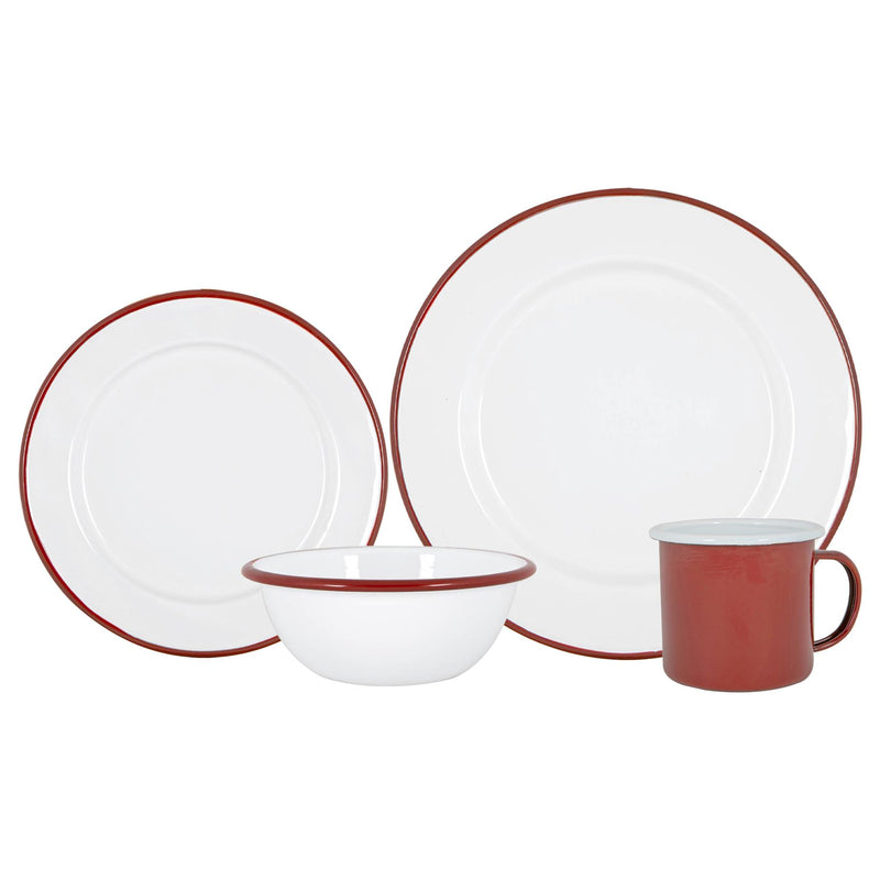 16pc White Enamel Dinner Set - By Argon Tableware