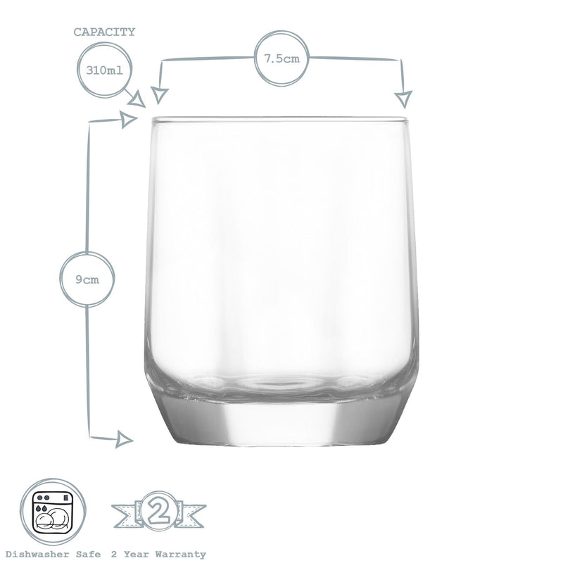 310ml Diamond Whisky Glasses - Pack of 12 - By LAV