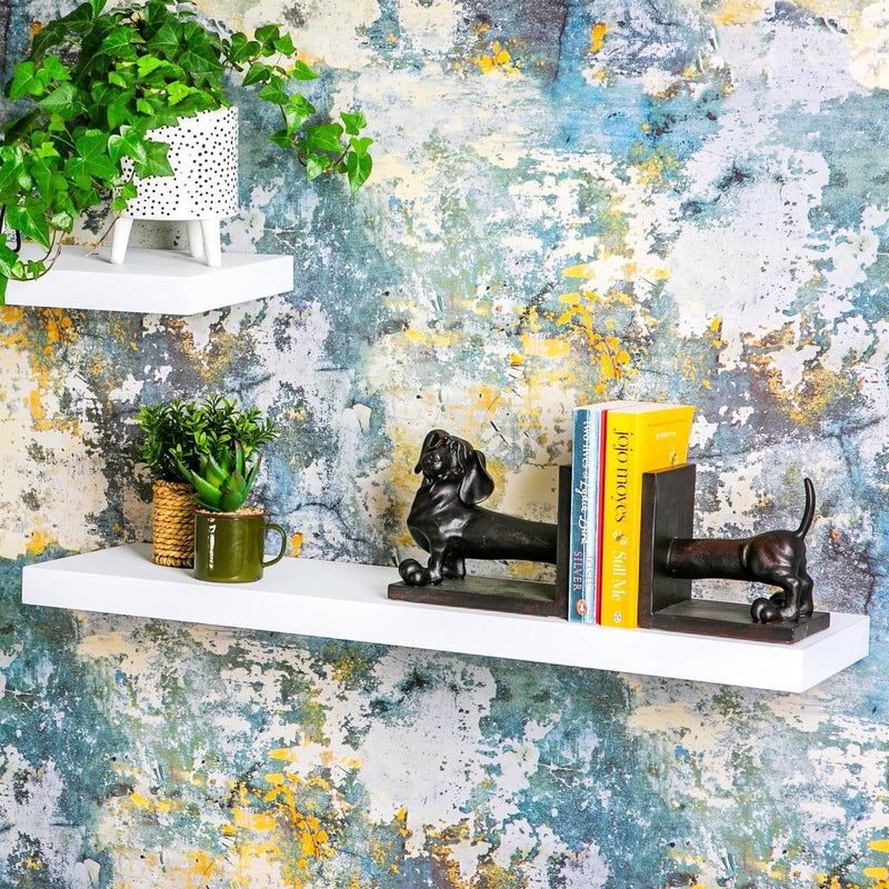 80cm Modern Floating Wall Shelves - Pack of Two - By Harbour Housewares