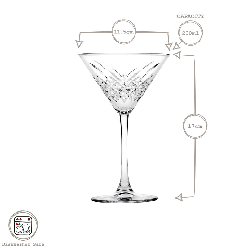 230ml Timeless Martini Glasses - By Pasabahce