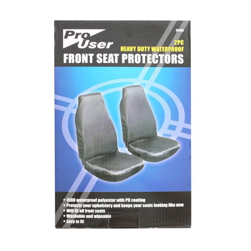 Universal Waterproof Car Seat Covers - Black - Pack of 2 - By Pro User