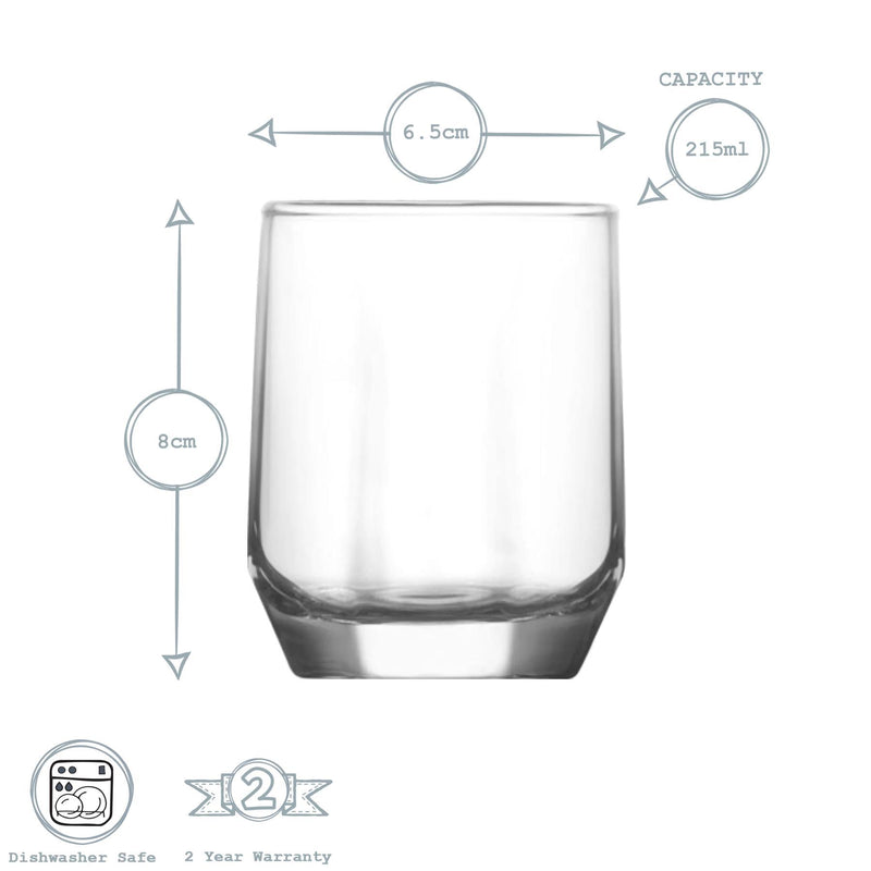 215ml Diamond Tumbler Glasses - Pack of 12 - By LAV