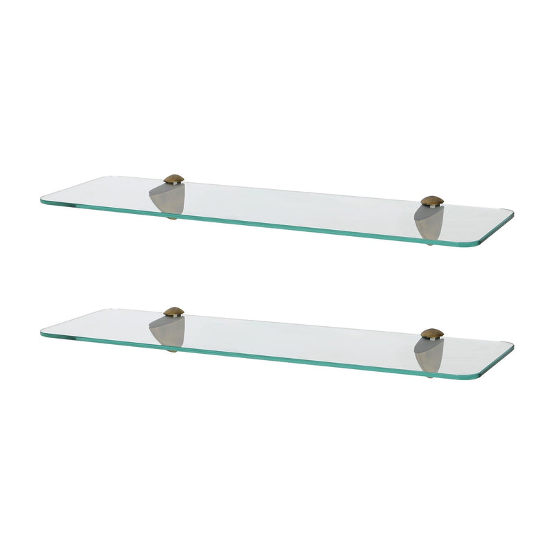 Rounded Floating Glass Bathroom Shelves - 50cm - Pack of 2 - By Harbour Housewares