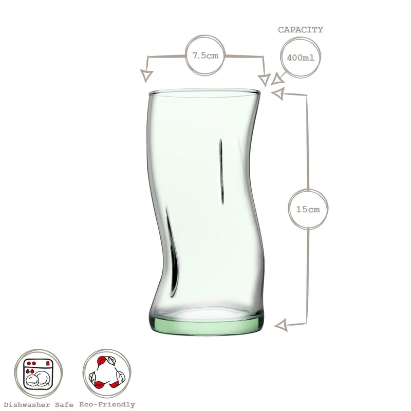 400ml Aware Amorf Recycled Highball Glasses - Green - By Pasabahce