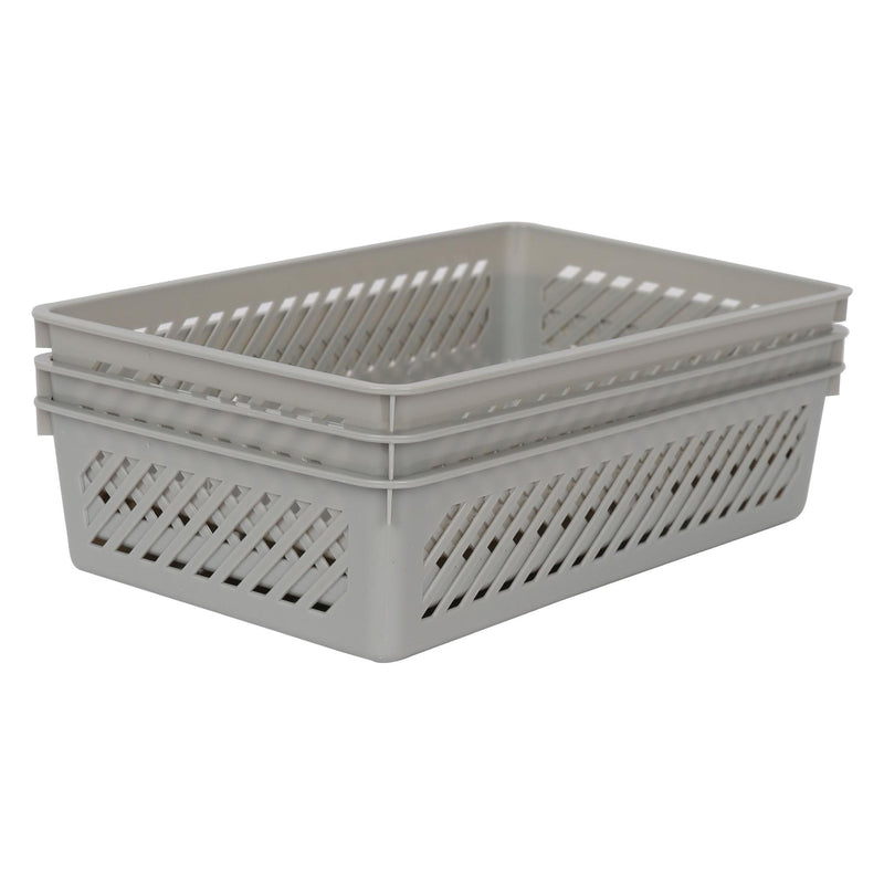 Plastic Storage Baskets - Grey - By Ashley