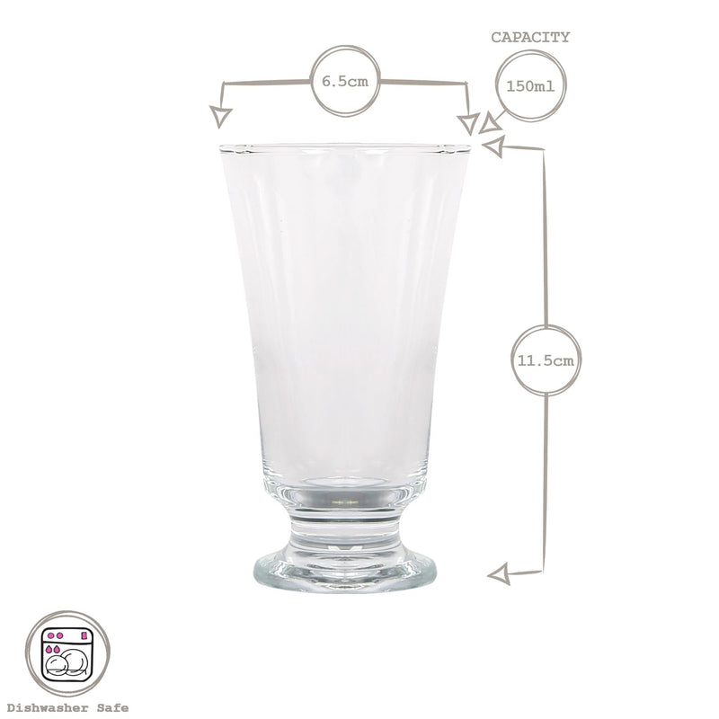 150ml Troya Glass Footed Tumblers - Pack of 12 - By LAV