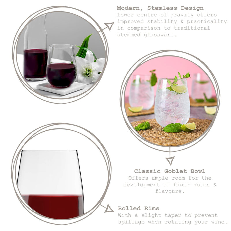 590ml Gaia Stemless Wine Glasses - By Lav