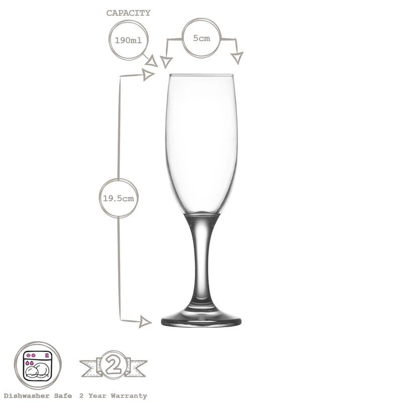 190ml Misket Champagne Flute Glasses - By LAV