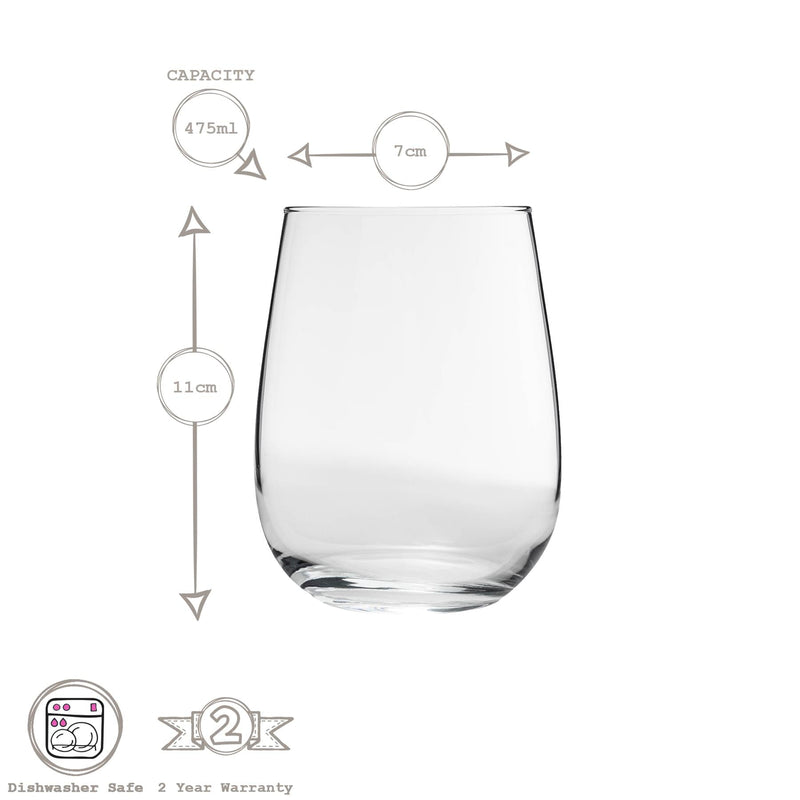 475ml Gaia Stemless Wine Glasses - By Lav