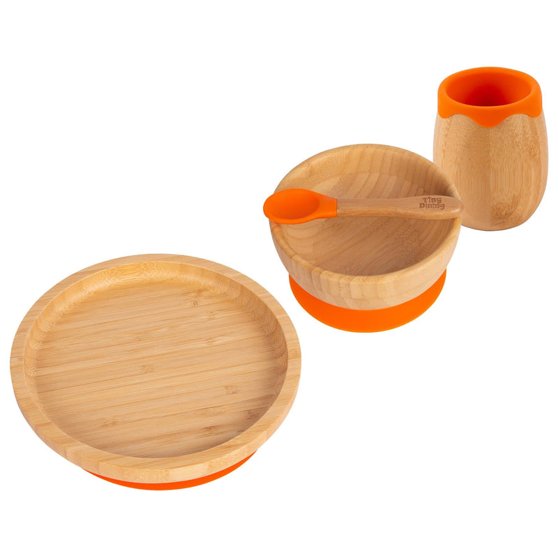 4pc Round Bamboo Suction toddler and Baby Feeding Set