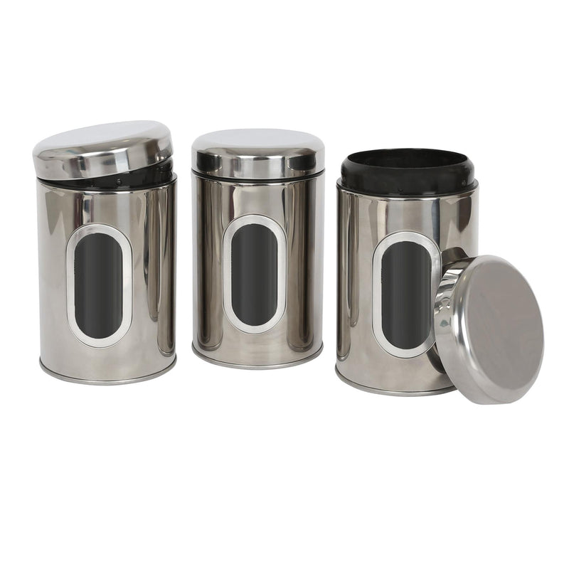 3pc Stainless Steel Food Storage Containers Set with Window - By Harbour Housewares