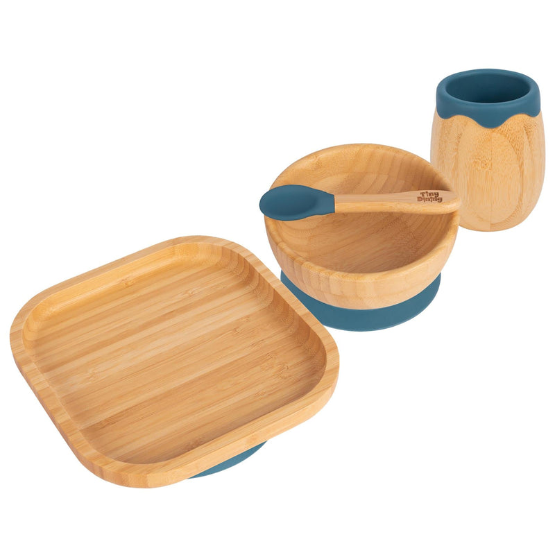 4pc Square Bamboo Suction toddler and Baby Feeding Set