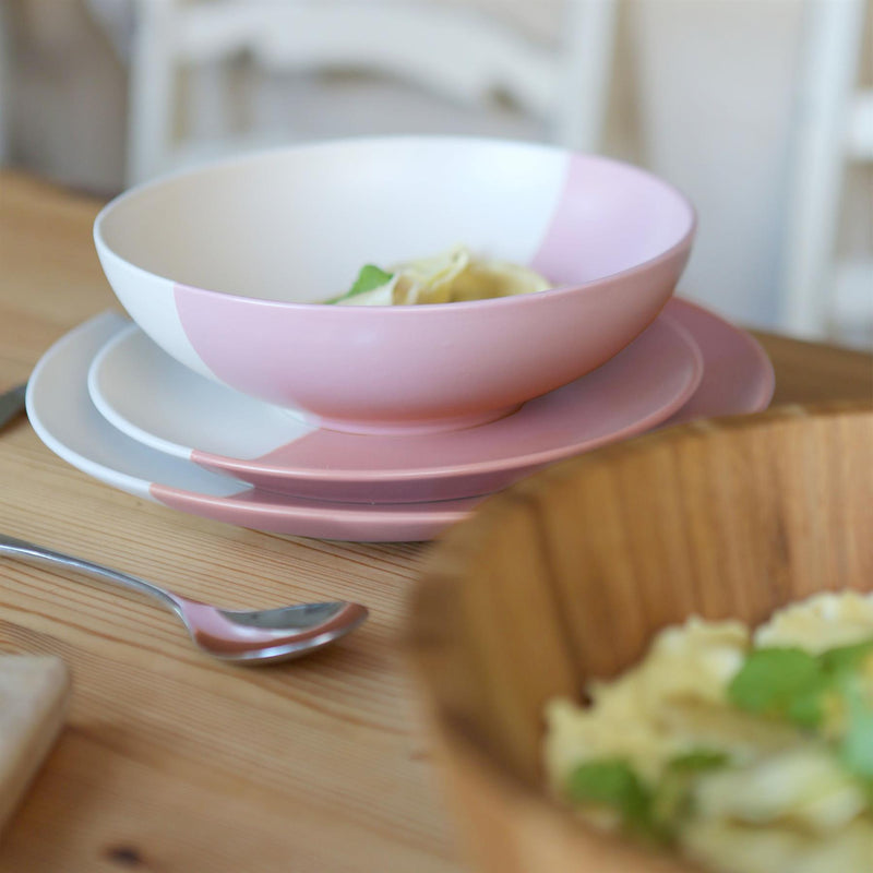 Colour Block Stoneware Pasta Bowls - 20.5cm - Pack of 4 - By Nicola Spring