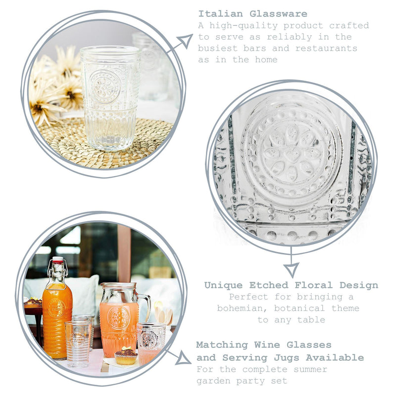 475ml Romantic Highball Glasses - By Bormioli Rocco