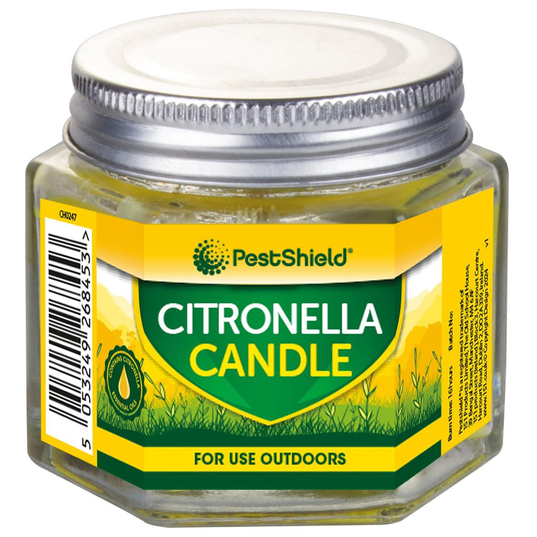 Outdoor Citronella Scented Candle - 60g - Yellow - By PestShield