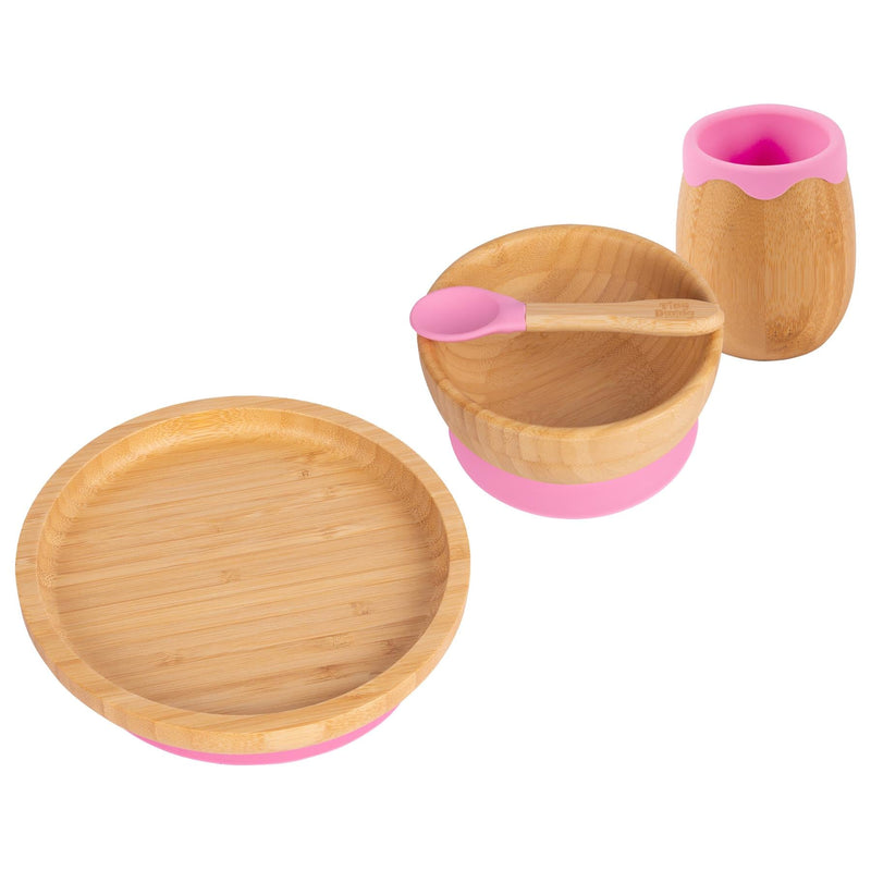 4pc Round Bamboo Suction toddler and Baby Feeding Set