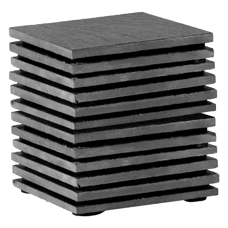 Linea Square Slate Coasters - 10cm - Pack of 12 - By Argon Tableware